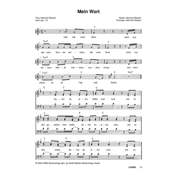 Produktbild des Artikels Mein Wort (Noten - Download)