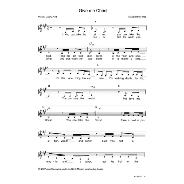 Produktbild des Artikels Give Me Christ (Noten - Download)