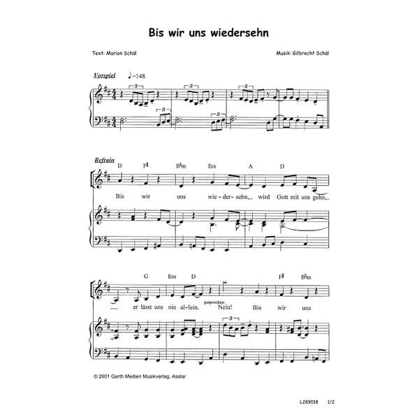 Produktbild des Artikels Bis wir uns wiedersehn (Noten - Download)
