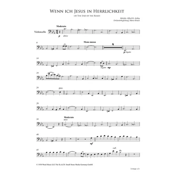 Produktbild des Artikels Wenn ich Jesus in Herrlichkeit (Violoncello) (Noten - Download)