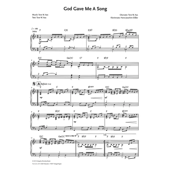 Produktbild des Artikels God Gave Me A Song (Noten - Download)