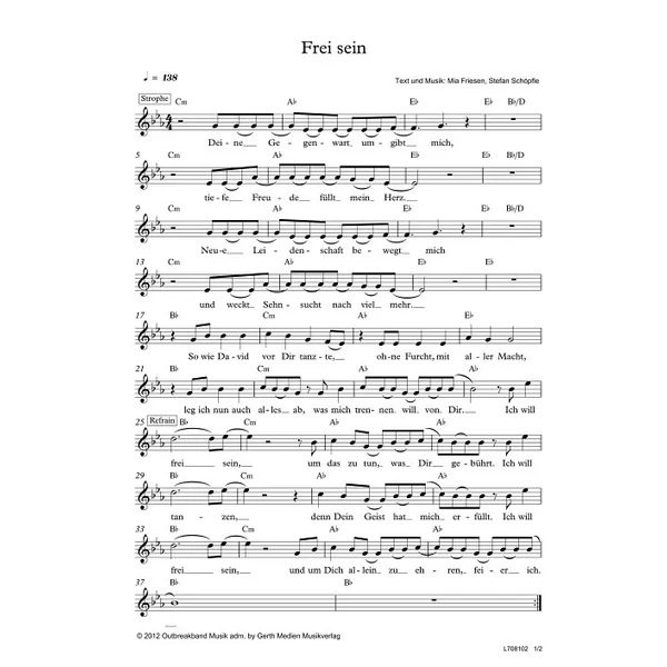 Produktbild des Artikels Frei sein (Noten - Download)