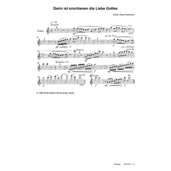 Produktbild des Artikels Darin ist erschienen die Liebe Gottes (Streicher) (Noten - Download)