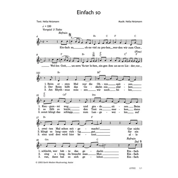 Produktbild des Artikels Einfach so (Noten - Download)