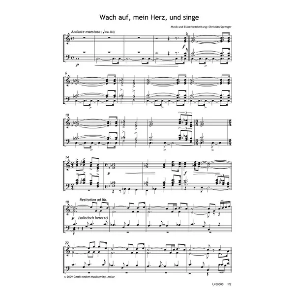 Produktbild des Artikels Wach auf, mein Herz, und singe (Noten - Download)
