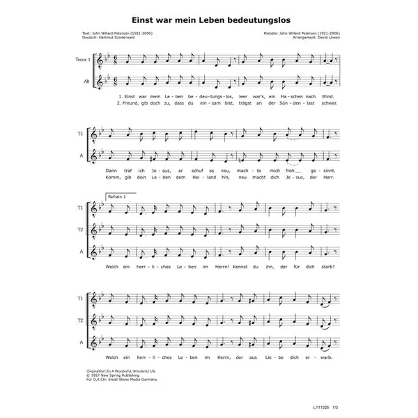 Produktbild des Artikels Einst war mein Leben bedeutungslos (Noten - Download)