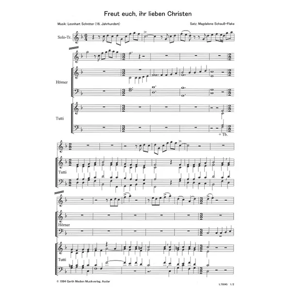 Produktbild des Artikels Freut euch, ihr lieben Christen (Noten - Download)