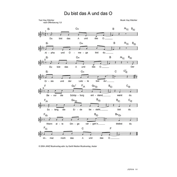 Produktbild des Artikels Du bist das A und das O (Noten - Download)