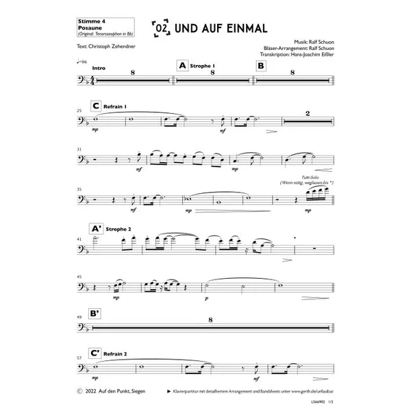 Produktbild des Artikels Und auf einmal (4. Posaune) (Noten - Download)