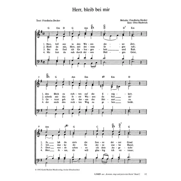 Produktbild des Artikels Herr, bleib bei mir (Noten - Download)