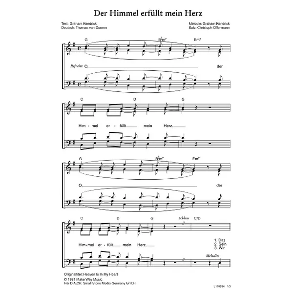 Produktbild des Artikels Der Himmel erfüllt mein Herz (Noten - Download)