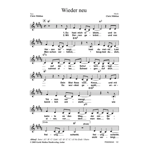 Produktbild des Artikels Wieder neu (Noten - Download)