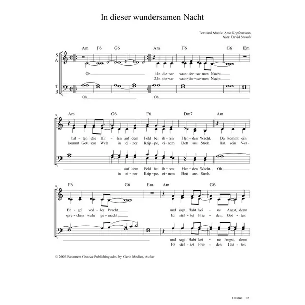 Produktbild des Artikels In dieser wundersamen Nacht (Noten - Download)