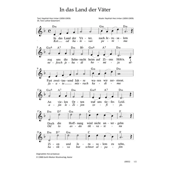 Produktbild des Artikels In das Land der Väter (Noten - Download)