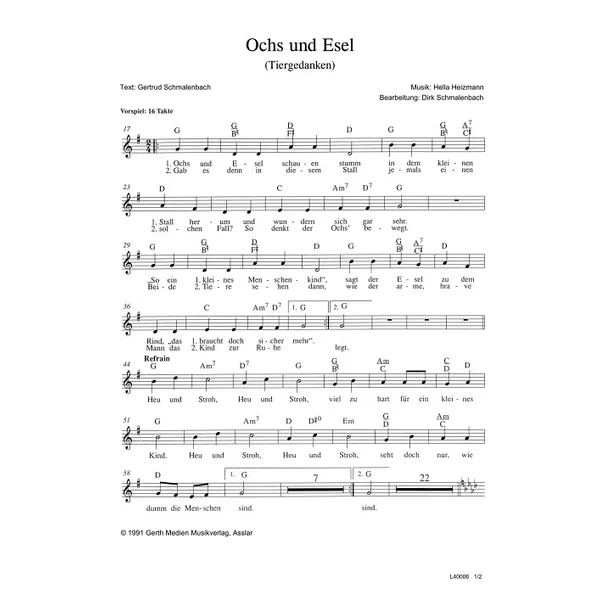 Produktbild des Artikels Ochs und Esel (Noten - Download)