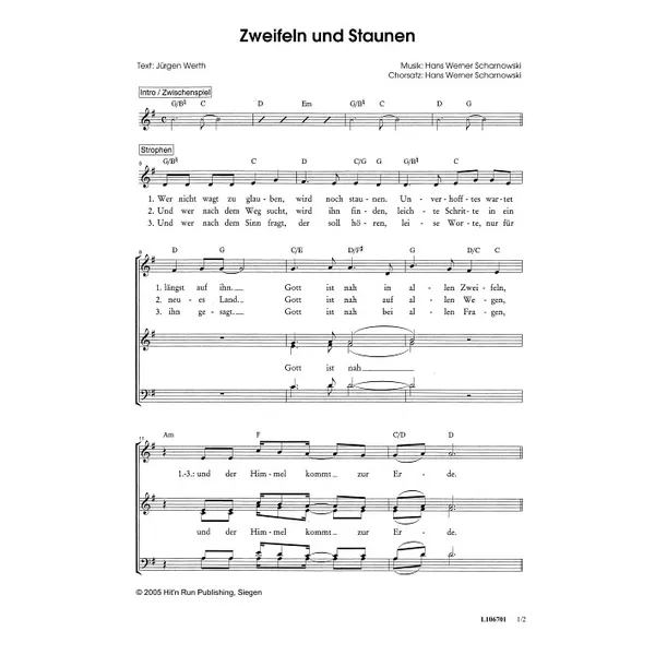 Produktbild des Artikels Zweifeln und Staunen (Noten - Download)