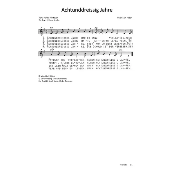 Produktbild des Artikels Achtunddreißig Jahre (Noten - Download)