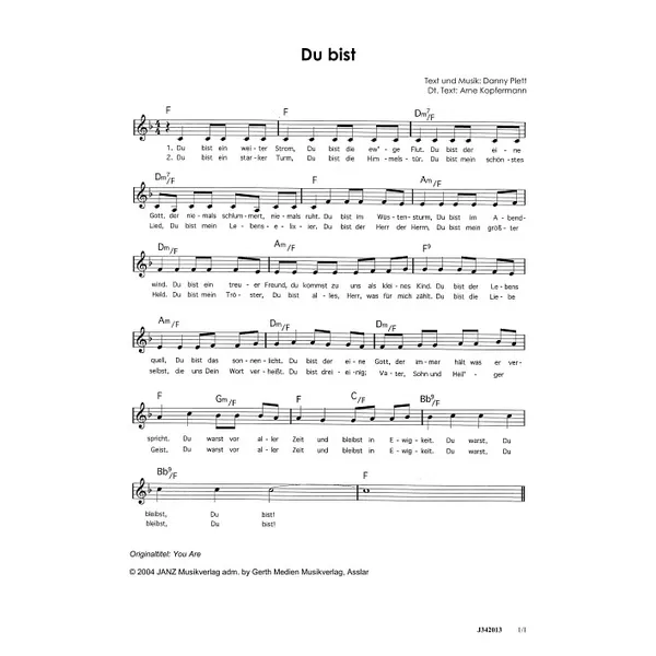 Produktbild des Artikels Du bist (Noten - Download)