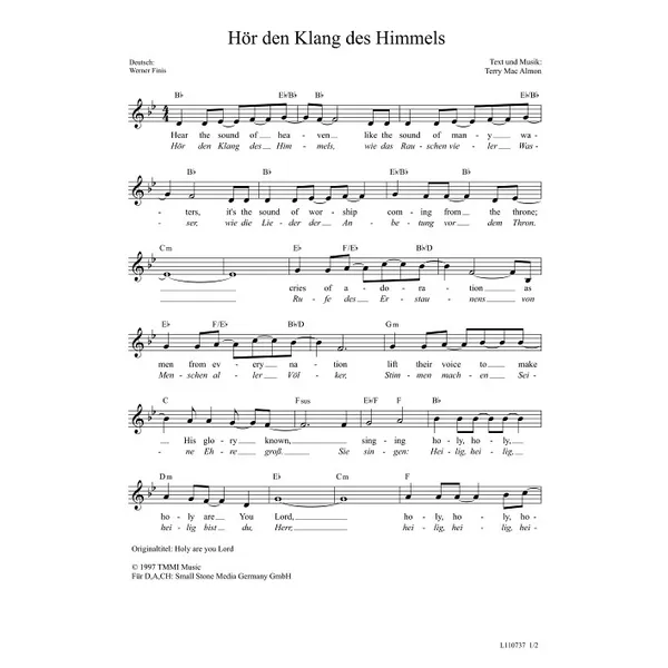 Produktbild des Artikels Hör den Klang des Himmels (Noten - Download)