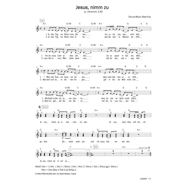 Produktbild des Artikels Jesus, nimm zu (Noten - Download)