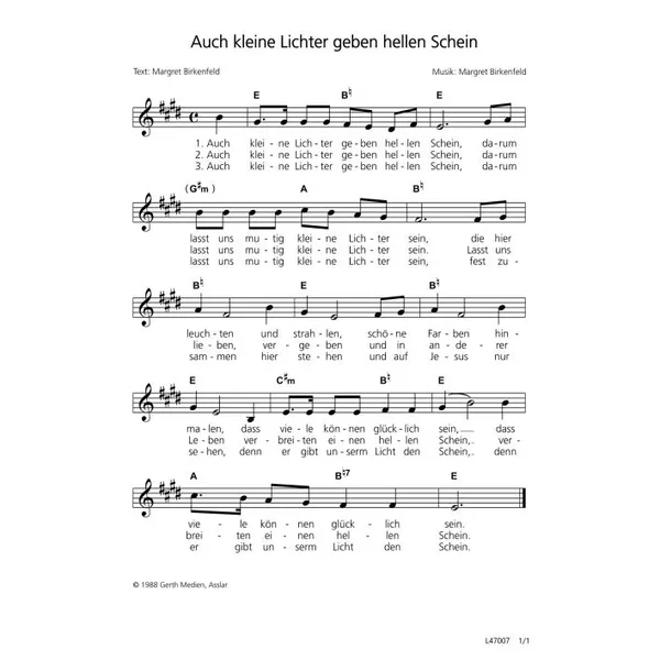 Produktbild des Artikels Auch kleine Lichter geben hellen Schein (Noten - Download)