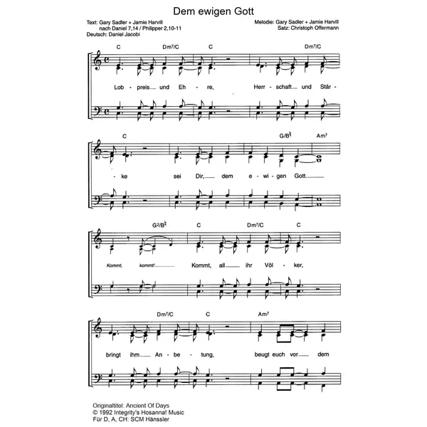 Produktbild des Artikels Dem ewigen Gott (Noten - Download)