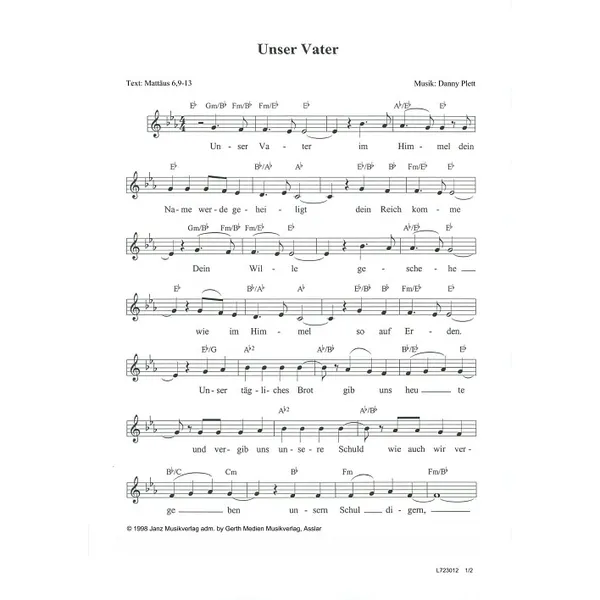 Produktbild des Artikels Unser Vater (Noten - Download)
