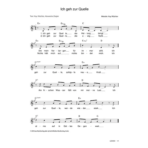 Produktbild des Artikels Ich geh zur Quelle (Noten - Download)