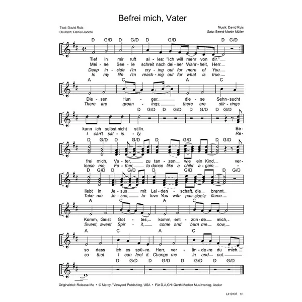 Produktbild des Artikels Befrei mich, Vater (Noten - Download)