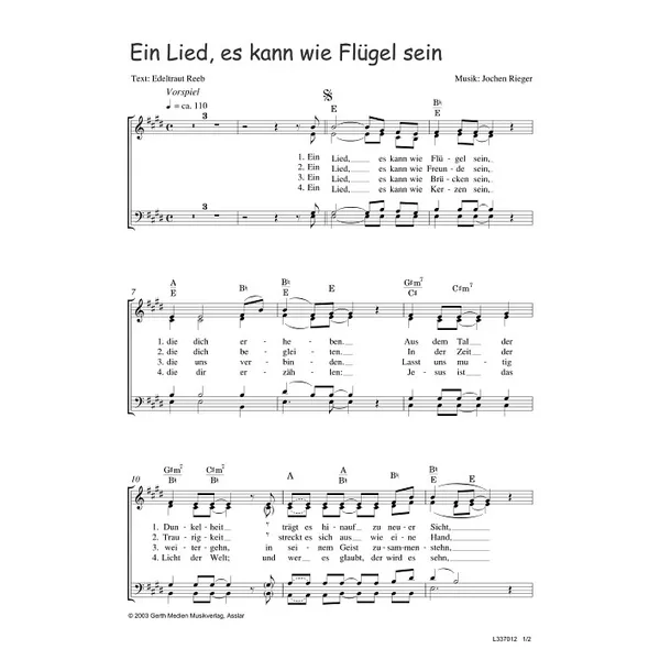 Produktbild des Artikels Ein Lied, es kann wie Flügel sein (Noten - Download)