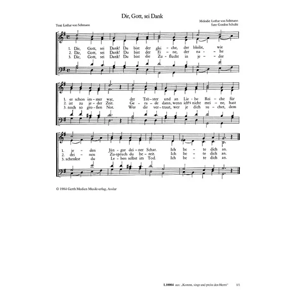 Produktbild des Artikels Dir, Gott, sei Dank (Noten - Download)