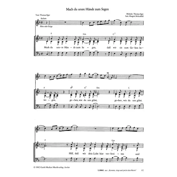 Produktbild des Artikels Mach du unsre Hände zum Segen (Noten - Download)
