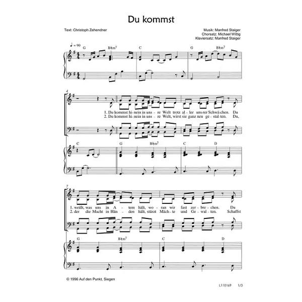 Produktbild des Artikels Du kommst (Noten - Download)