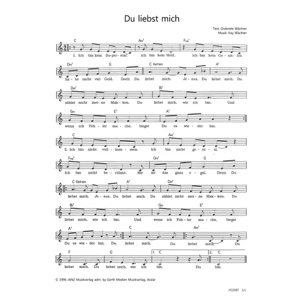 Produktbild des Artikels Du liebst mich (Noten - Download)