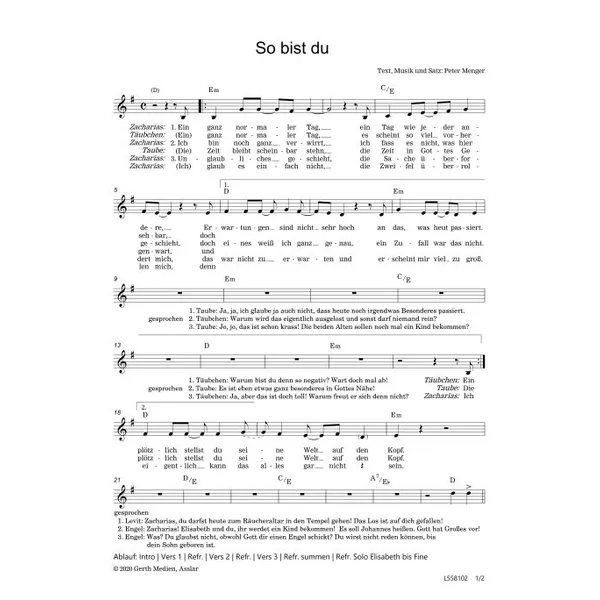 Produktbild des Artikels So bist du (Noten - Download)