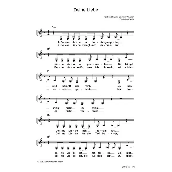 Produktbild des Artikels Deine Liebe (Noten - Download)