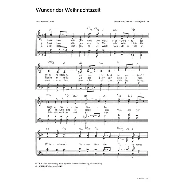 Produktbild des Artikels Wunder der Weihnachtszeit (Noten - Download)