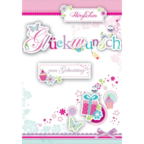 Produktbild des Artikels 3D-Faltkarte "Herzlichen Glückwunsch zum Geburtstag" - 5er-Pack (Schreibwaren)