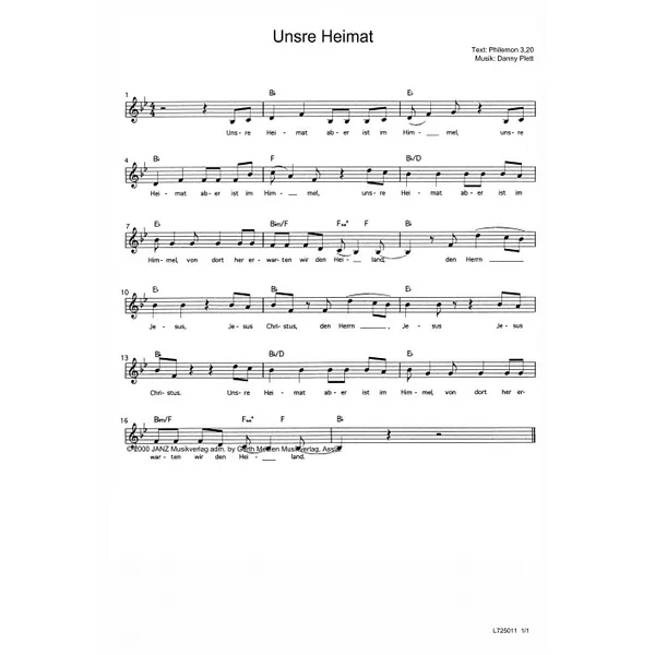 Produktbild des Artikels Unsre Heimat (Noten - Download)