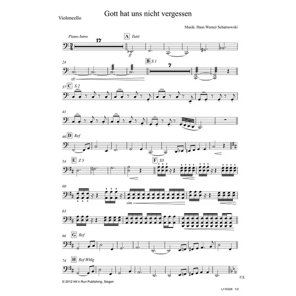 Produktbild des Artikels Gott hat uns nicht vergessen (Violoncello) (Noten - Download)