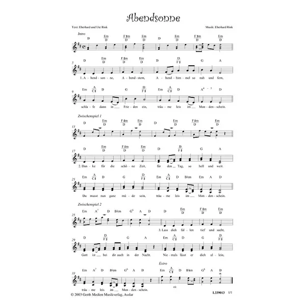 Produktbild des Artikels Abendsonne (Noten - Download)