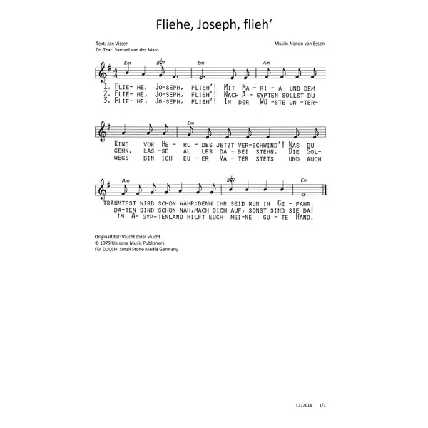 Produktbild des Artikels Fliehe, Joseph, flieh (Noten - Download)