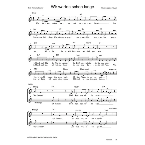Produktbild des Artikels Wir warten schon lange (Noten - Download)