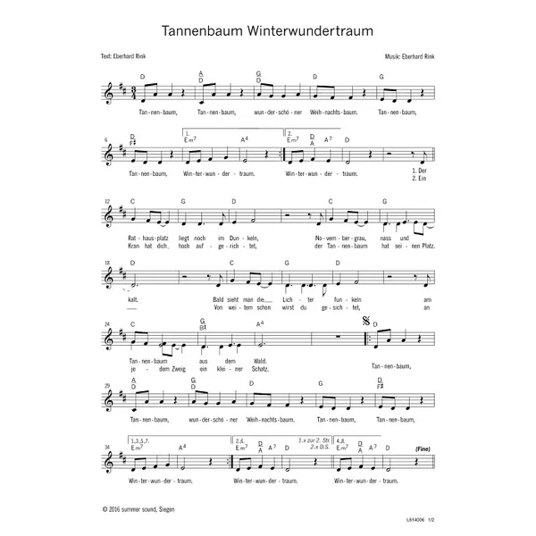 Produktbild des Artikels Tannenbaum, Winterwundertraum (Noten - Download)