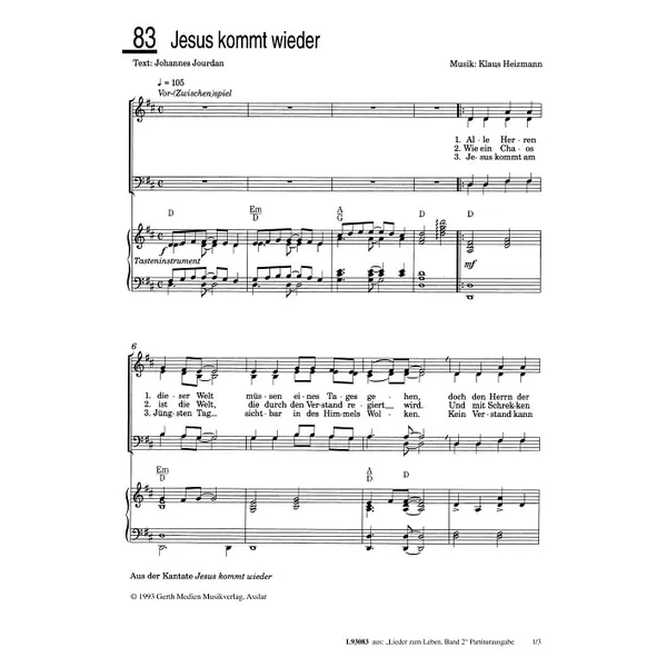 Produktbild des Artikels Jesus kommt wieder (Noten - Download)