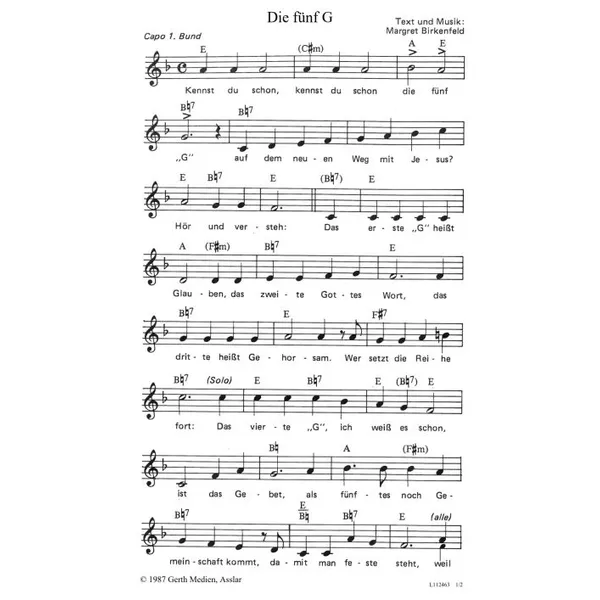Produktbild des Artikels Die fünf G (Noten - Download)