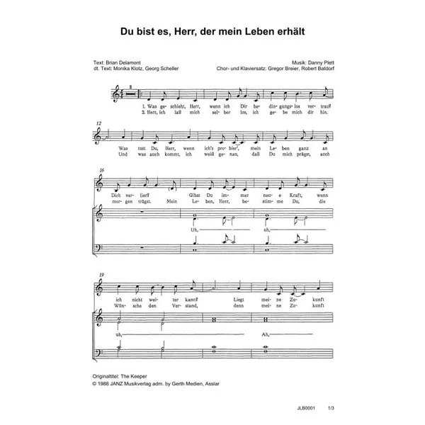 Produktbild des Artikels Du bist es, Herr, der mein Leben erhält (Noten - Download)