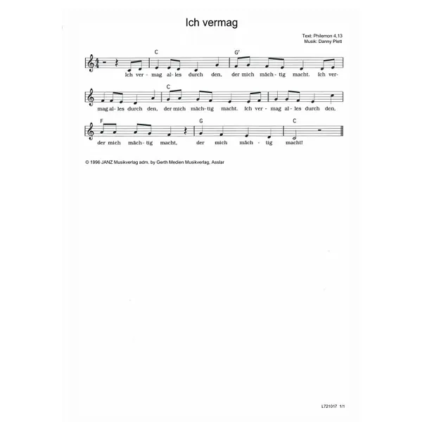 Produktbild des Artikels Ich vermag (Noten - Download)