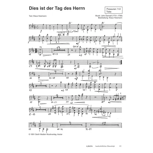 Produktbild des Artikels Dies ist der Tag des Herrn (Posaunen 1-2 / Tuba) (Noten - Download)