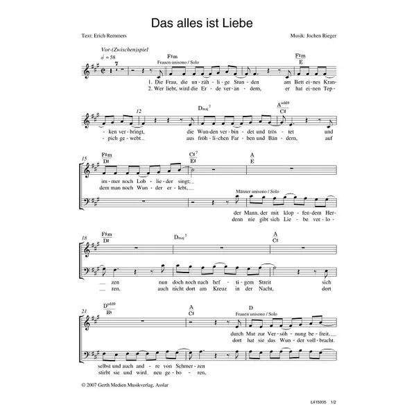 Produktbild des Artikels Das alles ist Liebe (Noten - Download)